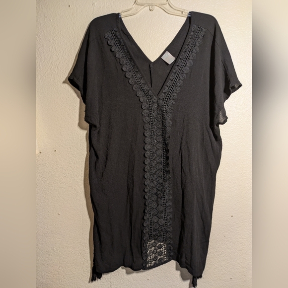 Kona Sol Elegant Black Swim Cover-Up Size Large Pre-owned - Picture 2 of 7